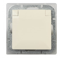 Розетка одинарная с з/к гермет. IP44. кр.проз. Abex Perla 250V/16A PT-17PH беж.