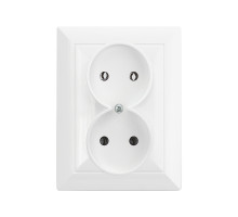 Розетка двойная Abex Perla 250V/16A PT-5P белая