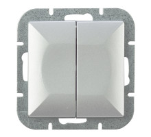Выключатель 2-кл., с подсв, Abex Perla 250V/10A WP-2PS серебро 