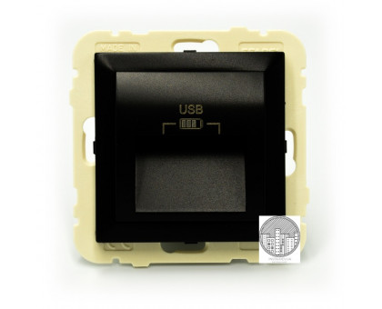 Розетка USB Charger type A, 2А, черный матовый 21384 TPM Розетка USB Charger type A, 2А, черный матовый 21384 TPM