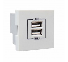 Розетка двойная зарядка USB белая 45439 SBR