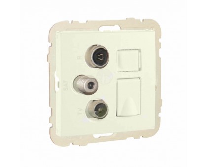 Розетка мультимедийная двойная R-TV-SAT-2xRJ45 (Cat.6), слоновая кость