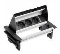 Поворотный блок GTV без корпуса со щеткой на 3 розетки French алюминий AE-PBC3GU-53BKS