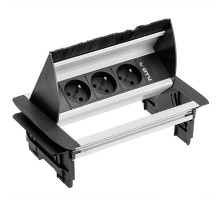 Поворотный блок GTV без корпуса со щеткой на 3 розетки French алюминий AE-PBC3GU-53BKS