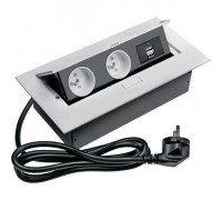 Розеточный блок GTV на 2 розетки + 2 USB French белый AE-PBU2GU-10