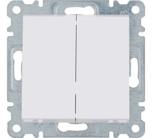 Выключатель двухклавишный проходной  Hager Lumina белый WL0050