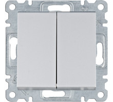 Выключатель двухклавишный проходной  Hager Lumina серебро WL0052