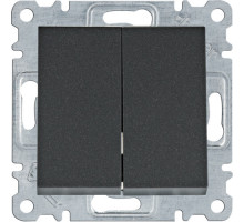 Выключатель двухклавишный проходной  Hager Lumina черный WL0053