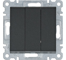 Выключатель трехклавишный  Hager Lumina черный WL0073