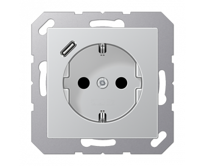 Розетка Jung А550 Розетка SCHUKO 16 A / 250 B с USB-интерфейсом A 1520-18 C AL Розетка Jung А550 Розетка SCHUKO 16 A / 250 B с USB-интерфейсом A 1520-18 C AL