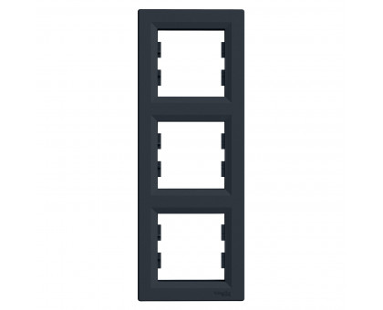 Рамка 3 поста, вертикальная, антрацит, EPH5810371 Asfora Schneider