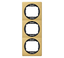 Рамка 3-на вертик. Aling-Conel EON, золото-чорний E6713.GE