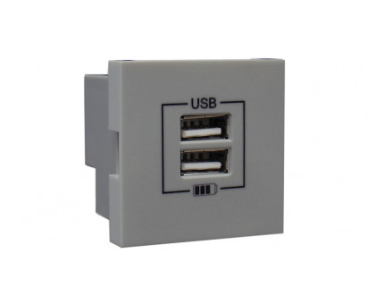 Розетка двойная зарядка USB алюминий 45439 SAL