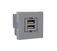 Розетка двойная зарядка USB серебро 45439 SPR