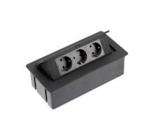 Розеточный блок врезной Soft GTV на 3 розетки Schucko черный + провод 1,5 метра с вилкой AE-PBSC3GS-20NN