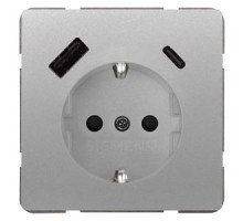 Розетка 2P+E 230V/16A с зар. USB type A+C Siemens Style платина металик 18524-USBCPM00 Розетка 2P+E 230V/16A с зар. USB type A+C Siemens Style платина металик 18524-USBCPM00